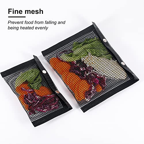 ignishar BBQ Mesh Grill Bags,1 Large Bag+1 Small Bag +1 Basting Brush, Reusable and Non-Stick Grill Tools for Outdoor&Indoor Grilling,Easy to Clean,Dishwasher-Safe