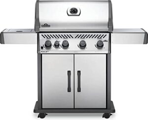 napoleon rogue xt 525 bbq grill, stainless steel, propane gas - rxt525sibpss-1 with four burners, infrared sear station side burner, barbecue gas cart, folding side shelves, instant failsafe ignition