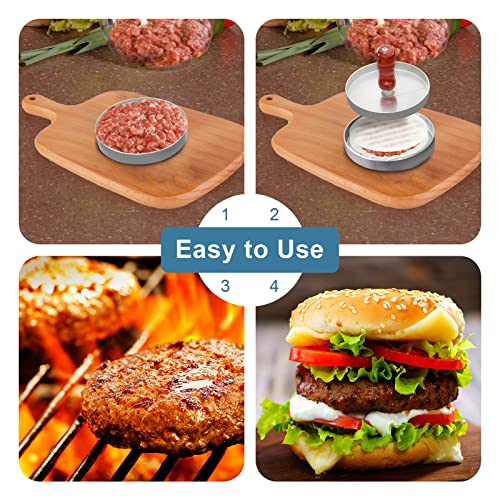 QUINGLU Burger Press 100 Patty Papers, Non-Stick Hamburger Press Patty Maker, Meat Beef Cheese Burger Maker, Veggie Burgers Sausage Patties Crab Cakes Patty Maker for Outdoor Camping BBQ Grill