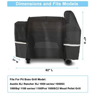 Grill Cover for Pit Boss Austin XL, Rancher XL, Z Grill 1000, 1100, 1100 Pro, 1000S, 1000SC, 1000Sq, 1000SC2, 1150 Series Wood Pellet Grill, 600D Heavy Duty Waterproof Cover, UV Protection Grill Cover