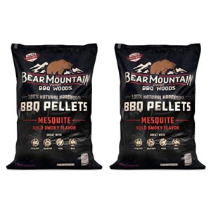 bear mountain bbq fk17 premium 20 pounds all natural hardwood mesquite bbq hardwood smoker pellets for outdoor electric grilling and smokers (2 pack)