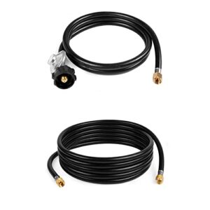 gaspro 18ft propane hose extension with 3/8" female flare on both ends and 6ft propane hose with regulator for gas grill, outdoor heater, camping stove, fire pit, and more