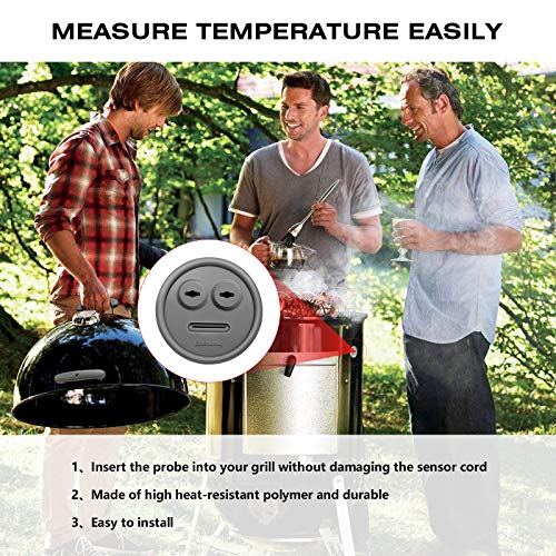 Entsong 4-Pack Thermometer and Probe Grommet for BBQ Grill, Compatible with Weber 85037 Smokey Mountain Cookers, and Other Grills DIY Sensor Port