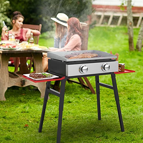 Adjustable Griddle Stand with Side Shelf for Blackstone 17" or 22" Table Top Griddle, Adjustable Griddle Table with Carry Bag Grill Accessories for Outdoor Cooking and Camping