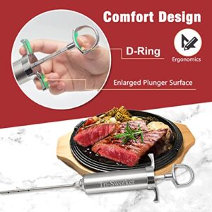 Tri-Sworker Meat Injectors for Smoking with Case and 4 Flavor Food Injector Syringe Needles, Injector Marinades for Meat, Turkey, Brisket; 2-oz; Including Paper and E-Book (PDF) User Manual