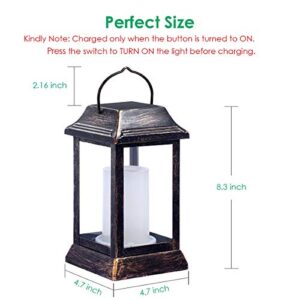 TomCare Solar Lights Upgraded, 43" Waterproof Flickering Flames Solar Powered LED Solar Hanging Lanterns Patio Lights for Patio Garden Backyard