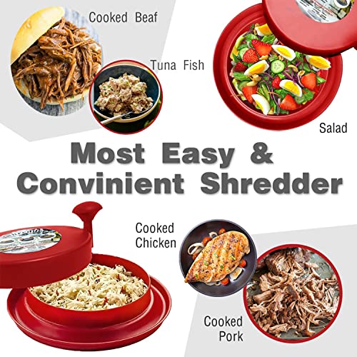 CONSHERO Manual Chicken Shredder Machine - Food Alternate to Bear Claws Chicken Shredder, Manual Meat Shredder with Handles and Non-Skid Base Suitable for Pulled Pork, Beef and Chicken - Red