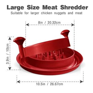 CONSHERO Manual Chicken Shredder Machine - Food Alternate to Bear Claws Chicken Shredder, Manual Meat Shredder with Handles and Non-Skid Base Suitable for Pulled Pork, Beef and Chicken - Red