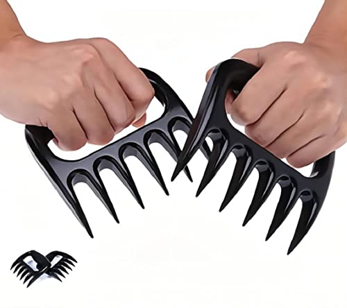 vichope Meat Claws for Pulled Pork, Meat Claws BBQ, Meat Shredder for Barbecue, BBQ Claws Set of 2, Barbecue Claws, Claw Shaped, Meat Shredder, Bear Claws Barbecue for Tender Meat(Black)