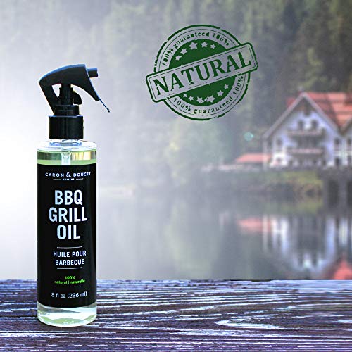 CARON & DOUCET - BBQ Grill Cleaner Oil | 100% Plant-Based & Vegan | Best for Cleaning Barbeque Grills & Grates | Use with Wooden Scrapers, Brushes, Accessories & Tools | Great Gift for Dad! (8oz)