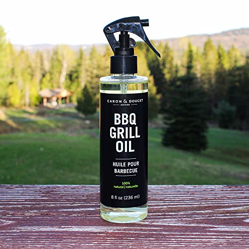 CARON & DOUCET - BBQ Grill Cleaner Oil | 100% Plant-Based & Vegan | Best for Cleaning Barbeque Grills & Grates | Use with Wooden Scrapers, Brushes, Accessories & Tools | Great Gift for Dad! (8oz)