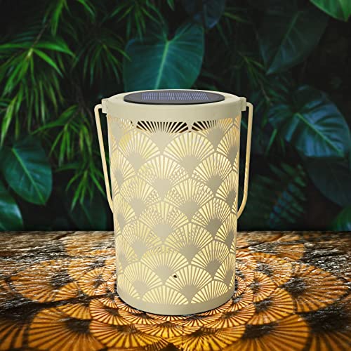 Solar Lantern Light for Decor - deaunbr Outdoor Tabletop Lanterns Waterproof Lamp Hanging Garden Lights Christmas Decorations for Patio, Backyard, Pathway, Yard Tree - Cream Color (2 Pack)