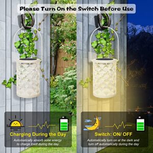 Solar Lantern Light for Decor - deaunbr Outdoor Tabletop Lanterns Waterproof Lamp Hanging Garden Lights Christmas Decorations for Patio, Backyard, Pathway, Yard Tree - Cream Color (2 Pack)