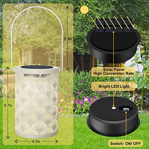 Solar Lantern Light for Decor - deaunbr Outdoor Tabletop Lanterns Waterproof Lamp Hanging Garden Lights Christmas Decorations for Patio, Backyard, Pathway, Yard Tree - Cream Color (2 Pack)