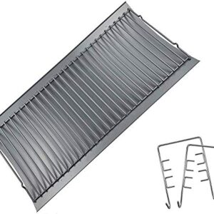 27 Inch Aluminized Steel Ash Pan with 2 pc Fire Grate Hanger, Replacement for Chargriller Charcoal 1224, 1324, 2121, 2222, 2727, 2828, 2929, Charbroil 17302056 Grill