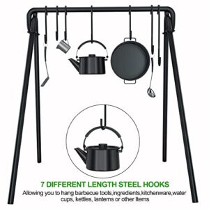 38" Grill Swing Large Campfire Grill Stand w/6 Hooks Cast Iron BBQ Grill Campfire Cooking Stand Cookware Hanging Rack Outdoor Picnic Camping Bonfire Party Barbecue Set for Cookware & Dutch Oven