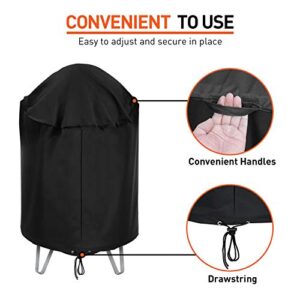 Arcedo Round Smoker Cover 30 Inch, Heavy Duty Waterproof Charcoal Kettle Grill Cover, Outdoor Vertical Barrel Cooker Dome Smoker Cover, Bullet Smoker Cover, Fits Weber, Charbroil, Kamado Joe and More