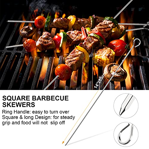 Morole 33PCS Metal Kabob Skewers for Grilling, 16" Long Stainless Steel Barbecue Skewers Reusable Grilling Skewers for Meat Shrimp Chicken Vegetables, Includes 8 Corn Forks and a Storage Bag