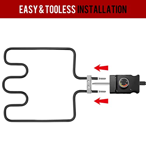 Electric Smoker Parts with Adjustable Thermostat Cord Controller,1500W Heating Element Replacement Part, For Masterbuilt-smoker-parts-heating-element, Fit for Masterbuilt Smokers & Turkey Fryers