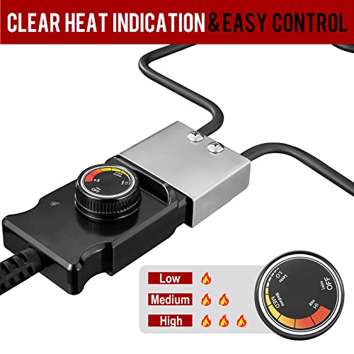 Electric Smoker Parts with Adjustable Thermostat Cord Controller,1500W Heating Element Replacement Part, For Masterbuilt-smoker-parts-heating-element, Fit for Masterbuilt Smokers & Turkey Fryers