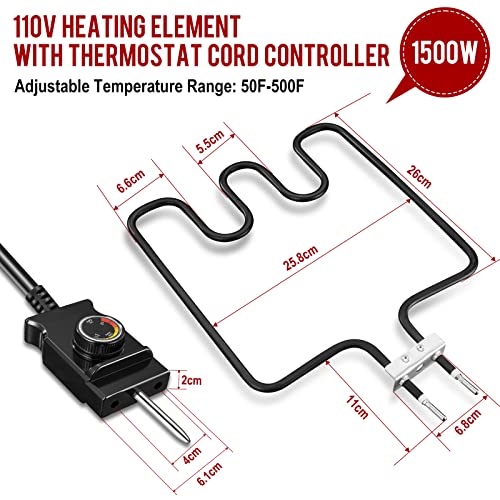 Electric Smoker Parts with Adjustable Thermostat Cord Controller,1500W Heating Element Replacement Part, For Masterbuilt-smoker-parts-heating-element, Fit for Masterbuilt Smokers & Turkey Fryers