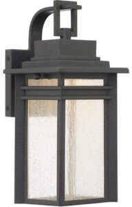 quoizel bec8406sbk beacon outdoor wall sconce, 1-light, led 14 watts, stone black (13" h x 6" w)