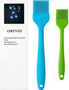 oryvid silicone pastry brush for baking -basting brush for cooking grill bbq -spread egg wash, melted butter, oil, sauce, marinade -heat resistant, bpa free, dishwasher safe -set of 2, blue & green