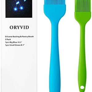 ORYVID Silicone Pastry Brush for Baking -Basting Brush for Cooking Grill BBQ -Spread Egg Wash, Melted Butter, Oil, Sauce, Marinade -Heat Resistant, BPA Free, Dishwasher Safe -Set of 2, Blue & Green