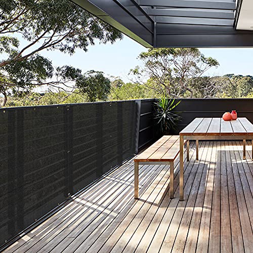 COARBOR Privacy Fence Screen Mesh for Balcony Porch Verandah Deck Terrace Patio Backyard Railing 160GSM Up to 90% Blockage 3'x221' Black
