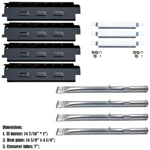 Direct Store Parts Kit DG259 Replacement for Charbroil Grill 463436213,463436215; Thermos 466360113 Repair Kit (SS Burner + SS Carry-Over Tubes + Porcelain Steel Heat Plate)