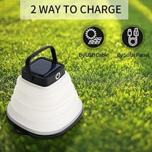 Solar Camping Lanterns, Portable Collapsible Waterproof Camping Lights, USB Rechargeable or Solar Power Camping Hanging Lamp for Camping Hiking Fishing Travel