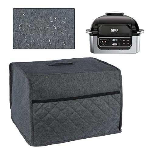 Dust Cover Compatible with Ninja Foodi Grill(AG301,AG302,AG400),Cover with 2 Accessory Pocket,Waterproof,Easy Cleaning,(Grey)