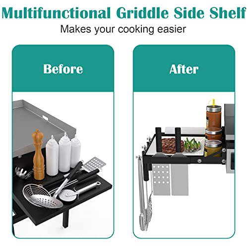 EasiBBQ Side Shelf for Blackstone 17" 22" 28" Griddle, Griddle Caddy Accessories for Blackstone Propane Table Top Griddle, Extra Room for Cooking Needs