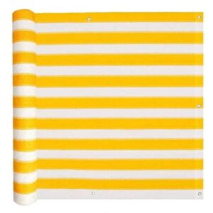vidaxl balcony screen durable outdoor patio deck privacy fence wind sun shield hdpe 29.5" yellow and white