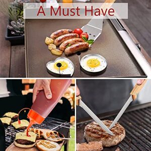 Griddle Accessories Set of 20, HaSteeL Complete Stainless Steel Griddle Spatula Tools with 9” Melting Dome, Heavy Duty Metal Spatulas Choppers Cast Iron Grill Press for Flat Top Teppanyaki BBQ Outdoor