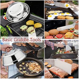 Griddle Accessories Set of 20, HaSteeL Complete Stainless Steel Griddle Spatula Tools with 9” Melting Dome, Heavy Duty Metal Spatulas Choppers Cast Iron Grill Press for Flat Top Teppanyaki BBQ Outdoor