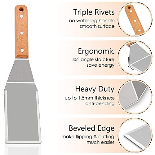 Griddle Accessories Set of 20, HaSteeL Complete Stainless Steel Griddle Spatula Tools with 9” Melting Dome, Heavy Duty Metal Spatulas Choppers Cast Iron Grill Press for Flat Top Teppanyaki BBQ Outdoor