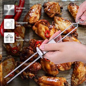 Barbecue Skewers, CMYK 6-Pack 13" Stainless Steel Grilling Skewers with Slider, Reusable Metal BBQ Shish Kabob Skewers Sticks