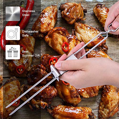 Barbecue Skewers, CMYK 6-Pack 13" Stainless Steel Grilling Skewers with Slider, Reusable Metal BBQ Shish Kabob Skewers Sticks