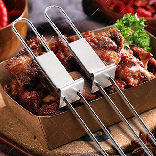 Barbecue Skewers, CMYK 6-Pack 13" Stainless Steel Grilling Skewers with Slider, Reusable Metal BBQ Shish Kabob Skewers Sticks