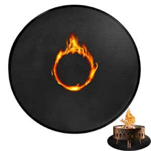 large 48" round under grill mat, fire pit mat, fireproof grill mats for outdoor grill deck grass protector grilling pads, water-retardant floor rug for bbq, patio, grass, lawn
