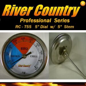 River Country 5" (RC-T5L) Adjustable BBQ Grill Thermometer Temperature Gauge 50 to 550 F (Long Stem)