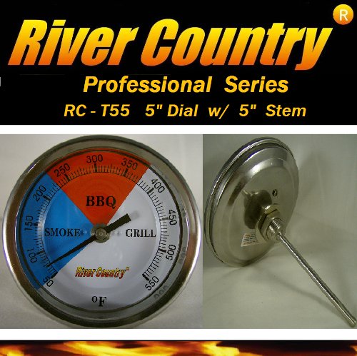 River Country 5" (RC-T5L) Adjustable BBQ Grill Thermometer Temperature Gauge 50 to 550 F (Long Stem)