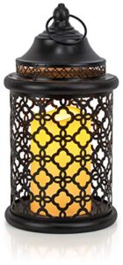 vp home decorative flickering flameless led candle lantern with remote control outdoor lanterns for front porch hanging lanterns outdoor vintage lanterns decorative for home wedding (black)
