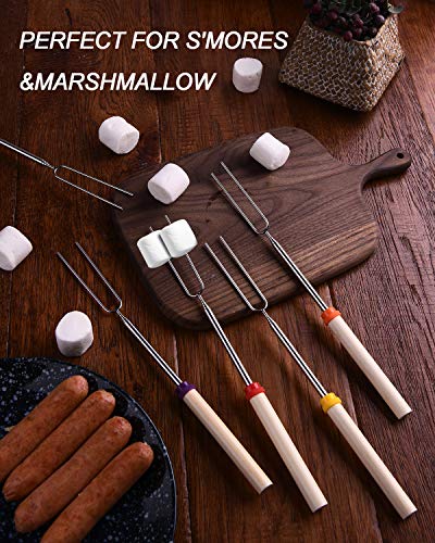 Marshmallow Roasting Sticks for Campfires, Campfire Roasting Sticks Long for Kids, Smores Sticks for Fire Pit Extendable 32inch|Set of 5