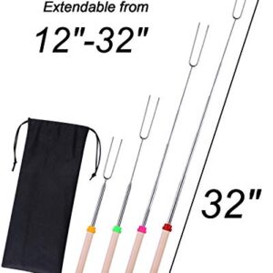 Marshmallow Roasting Sticks for Campfires, Campfire Roasting Sticks Long for Kids, Smores Sticks for Fire Pit Extendable 32inch|Set of 5