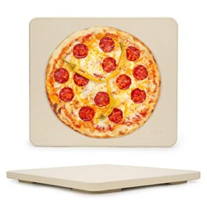 onlyfire pizza stone for oven bbq and grill, thermal shock resistant, 14" x 16" rectangular large bread baking stone, heavy duty ceramic baking stone for best crispy crust pizza, cookie and cheese
