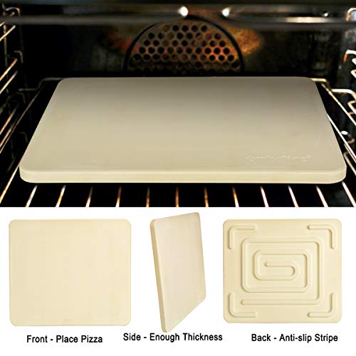 Onlyfire Pizza Stone for Oven BBQ and Grill, Thermal Shock Resistant, 14" x 16" Rectangular Large Bread Baking Stone, Heavy Duty Ceramic Baking Stone for Best Crispy Crust Pizza, Cookie and Cheese