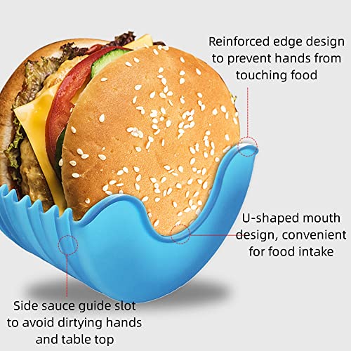 Lufapeach 4pcs Car Burger Holder Sauce Holder Retractable Burger Buddy Fixed Box Reusable Hamburger Bun Shell Silicone Burger Box Holder for Burger Lovers