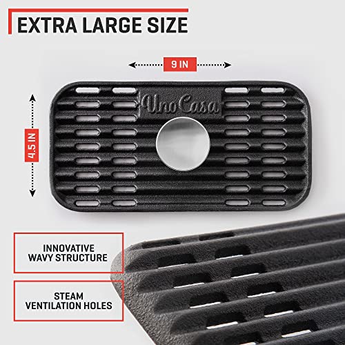 Uno Casa Hibachi Grill and Cast Iron Grill Press Set - Bundle of Pre-Seasoned Small Charcoal Grill with XL Hamburger Press, Charcoal Grill for Camping and 9x4.5 Inch Bacon/Burger Press